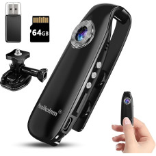 Mini Body Camera with Audio and Video Recording, 1080P 64GB Motion Detection Video Recorder Portable POV Camcorder with Magnetic Pocket Portable DV for Cycling Pets Walking Travel