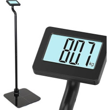 Vibell Easy Reading Bathroom Scales with Closer Display - Scales, Large Display and Height Reading, Ultra Slim, Large Digits, Backlight - Maximum Load 180 kg, Black