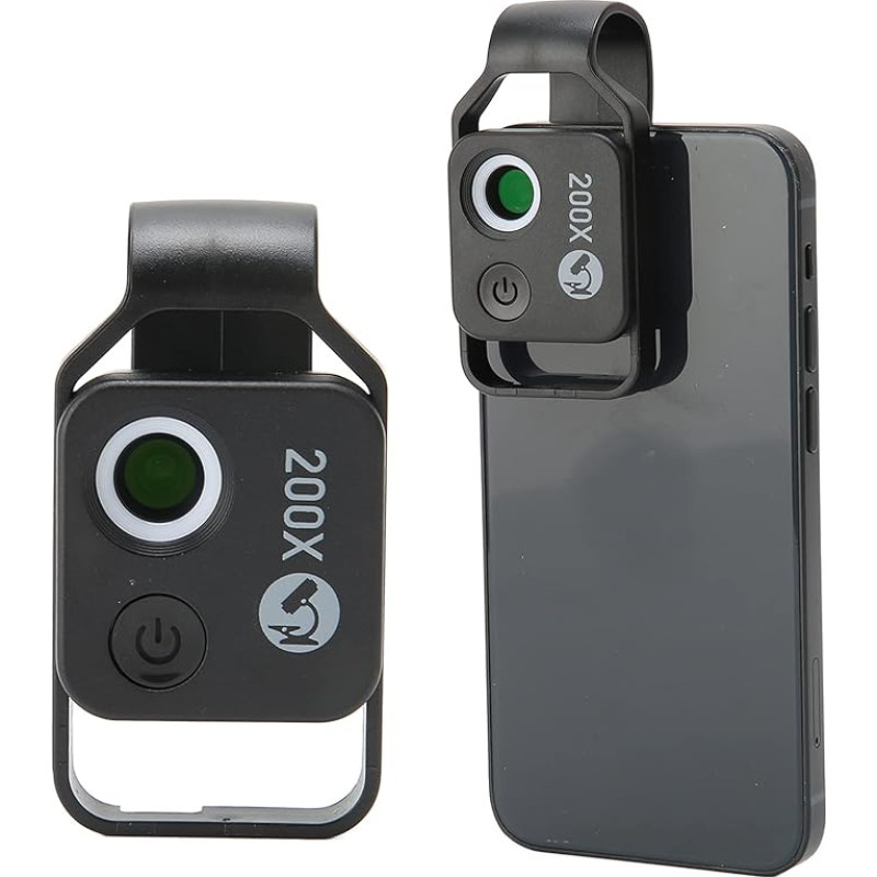 ciciglow Mobile Phone Microscope, 200X Mobile Phone Pocket Microscope with CPL Lens, Universal Mobile Phone Clip, Portable Digital Microscope Camera for Smartphone (Black)