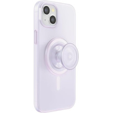 PopSockets iPhone 15 Plus Case with Round Phone Grip Compatible with MagSafe, Mobile Phone Case for iPhone 15 Plus, Wireless Rechargeable - Opalescent Clear