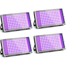 GKT 4 x 100 W LED juoda šviesa, juodos šviesos prožektorius, IP66 atsparus vandeniui, juodos šviesos lempa su kištuku, tinka Helovinui, kūno tapybai, fluorescenciniam postui, vakarėlių dekoravimui, Kalėdoms