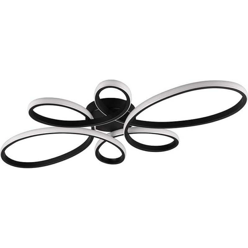 Trio Leuchten Fly 645619132 LED Ceiling Light Metal Black Matt with 32 Watt LED Switch Dimmer