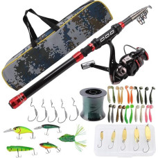 Kuuleyn ištraukiama meškerė, žvejybos reikmenų rinkinys, masalų rinkinys, anglies teleskopas, lengvas, patvarus, nešiojamas, žvejybos meškerės rinkinys su žvejybos ritėmis, žvejybos masalas