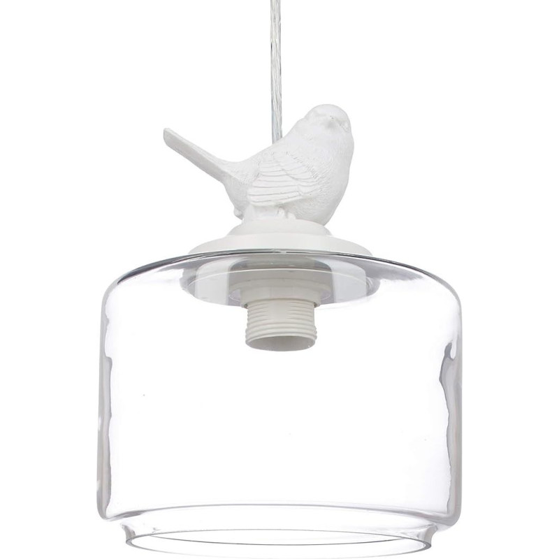Relaxdays Ceiling Light with Bird, Deco Lamp in Vintage Retro Look, E27 Socket, Transparent, 40 W, White