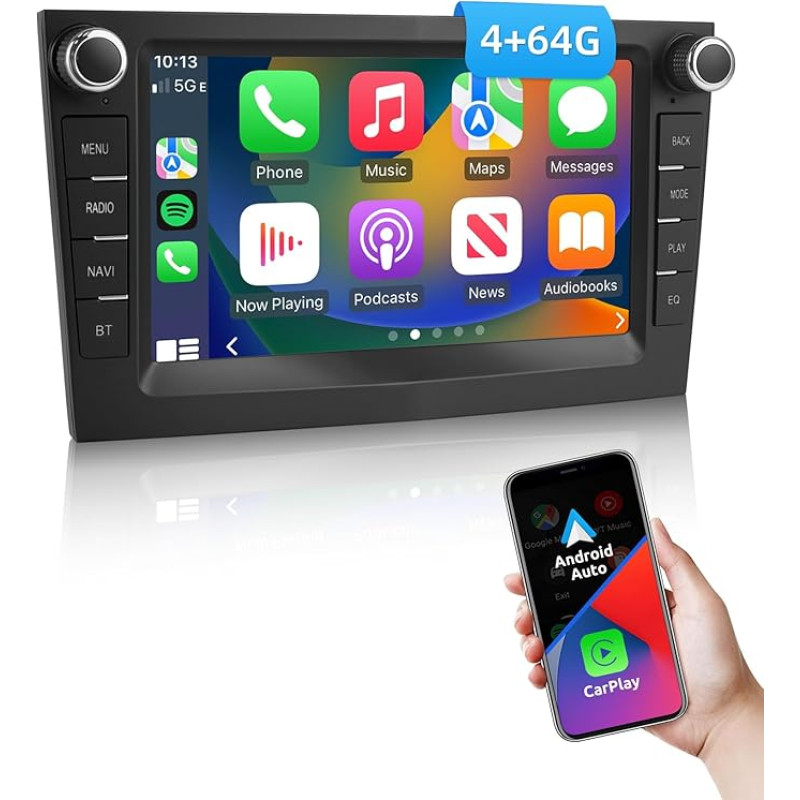 ESSGOO 4+64G Wireless Car Radio and Android Car Play for Vauxhall Opel Corsa C/D Zafira B Astra G/H Meriva Signum Combo with 7 Inch Touchscreen Bluetooth FM RDS GPS WiFi Silver