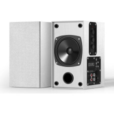 Elimavi Wired Record Player Speakers, 30W X 2 Vinyl Speakers with 4 Inch Woofer, Computer Speaker with 3.5-RCA Input for PC and Home Surround Sound, White for Wall Mounting