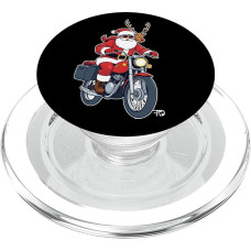 Weihnachtsmann und Rentier auf Motorrad, Santa Claus Moped PopSockets PopGrip für MagSafe