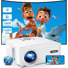 Projektorius, 5G WiFi mini projektorius, 11000 liumenų projektorius, Full HD, 1080P palaikomas, LED vaizdo projektorius, namų kinas / lauko projektorius, suderinamas su TV priedėliu, išmaniuoju telefonu, nešiojamuoju kompiuteriu, TV priedėliu, USB, HDMI