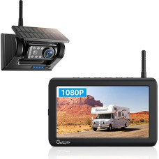 eRapta Magnetic Solar Reversing Camera Wireless with 7 Inch 1080P Monitor: 9600 mAh Battery 1 Minute DIY Installation & Dual Split Wireless Reversing Camera, IP69K Waterproof Reversing Cameras for Car