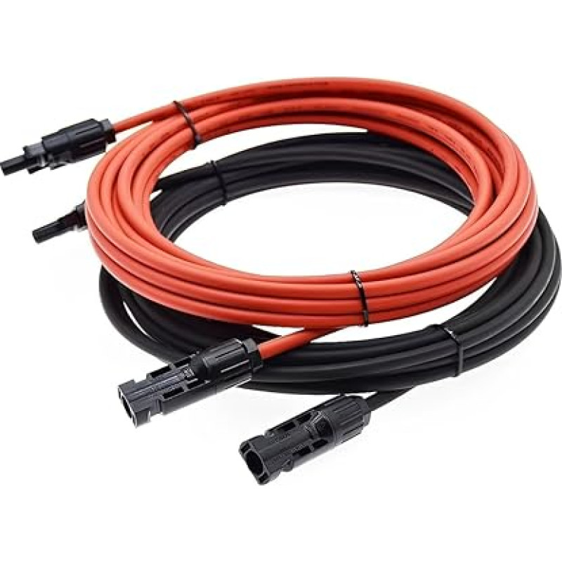 Solarsys® - 12 m Solar Cable 6 mm² with PV Solar Plug IP68 10AWG TÜV Certified DC 1500V Solar Cable Extension Cable 12 Metres