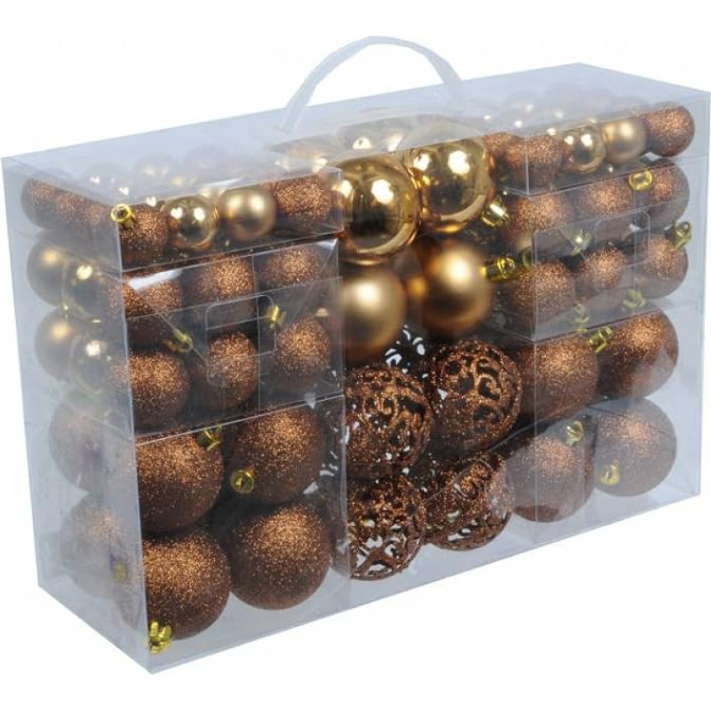 Christmas tree plastic baubles, Plastic, bronze, 100x