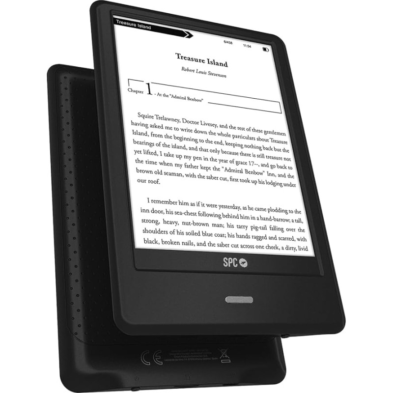 SPC Dickens Light 2 Pro - eBook 6 Inch E-Ink Touchscreen | Adjustable Brightness and Colour Temperature | 8GB for Over 8000 Books | 1 Month Battery Life | Lightweight and Slim | USB-C | Black