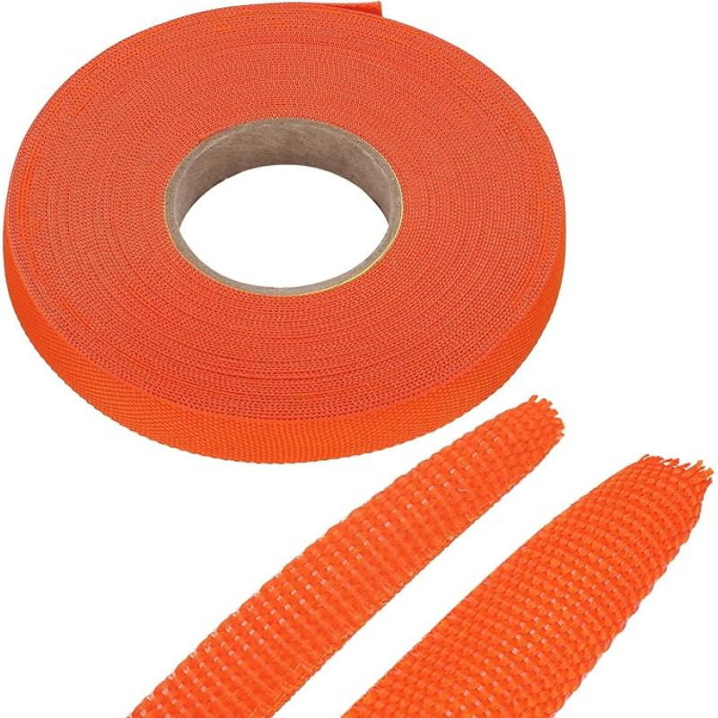 išteklių žemėlapis Geflochtene Kabelhülsen, Schrumpfschlauch, 0,95 cm, 18,3 m, Orange, 2:1 Verhältnis, Schrumpfschlauch, Kabelschutz für Kabelbaumkabel, Netzwerkkabelschutz, Kabelmanagement