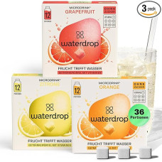 Waterdrop® Microdrink Lemonade: Orange, Lemon, Grapefruit, 36 Drops Cubes, Sugar-Free Drink Powder, 3 Fruity Varieties, Fruit and Plant Extracts, with Valuable Vitamins, Water Additive