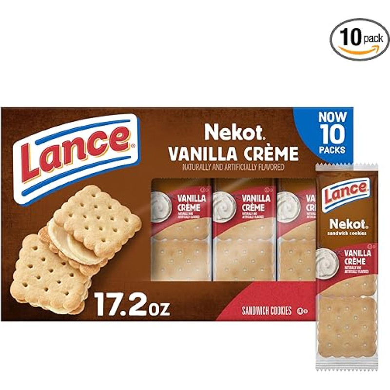 Lance Sandwich Cookies, Nekot Vanilla Creme, 10 atskirų pakuočių, 6 sumuštiniai