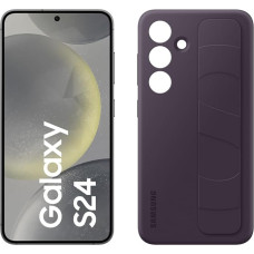 Samsung Galaxy S24 AI Smartphone, 8 GB RAM, 128 GB Memory, Onyx Black, 3 Year Manufacturer Warranty + Standing Grip Case Dark Violet