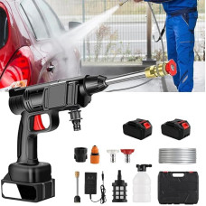 Battery Pressure Washer, Mobile Battery Pressure Washer with 2 16680VF Batteries and Storage Box, 0-8 m Water Spray Distance, for Car, Patio, Garden, Carpet Cleaning, Pool