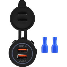 Qiilu Car Charger, Dual QC3.0 Dual USB Charger Socket Power Supply for 12/24 V Car Motorcycle Boat Car Socket Cover USB, Popular