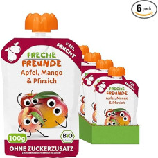FRECHE FREUNDE Organic Squeeze Bag for Babies from 6 Months Vegan, Pack of 6 (6 x 100 g)