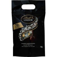 Lindt LINDOR šokolado rutuliukai ypač tamsūs | apie 80 rutuliukų tamsaus šokolado su 70 % kakavos | tamsus šokoladas su 70 % kakavos | didmeninė pakuotė, šokoladinė dovana | 1 kg (pakuotė po 1)