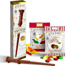 Magiškasis Hario Poterio saldumynų rinkinys iš 3 šokolado lazdelių (42 g), Bertie Bott's pupelių (54 g) ir želė šliužų (56 g) - atraskite Hogvartso burtininkų pasaulio skanėstus