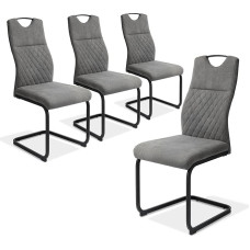 jiexi Dining Room Chairs Set of 4 Swing Chairs High Back Padded Side Chairs Living Room Chair 150 kg (Grey)