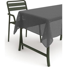 texpot Garden Tablecloth 130 x 220 cm Dark Grey Checked Weatherproof Foamed Non-Slip