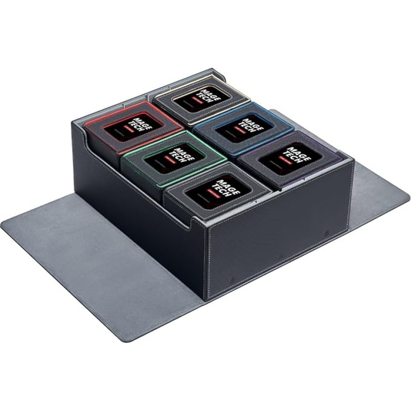 Mage Tech Commander Plus Collection - 6 Commander Plus Deck Boxes & 1 Overseer Storage Case - Grey