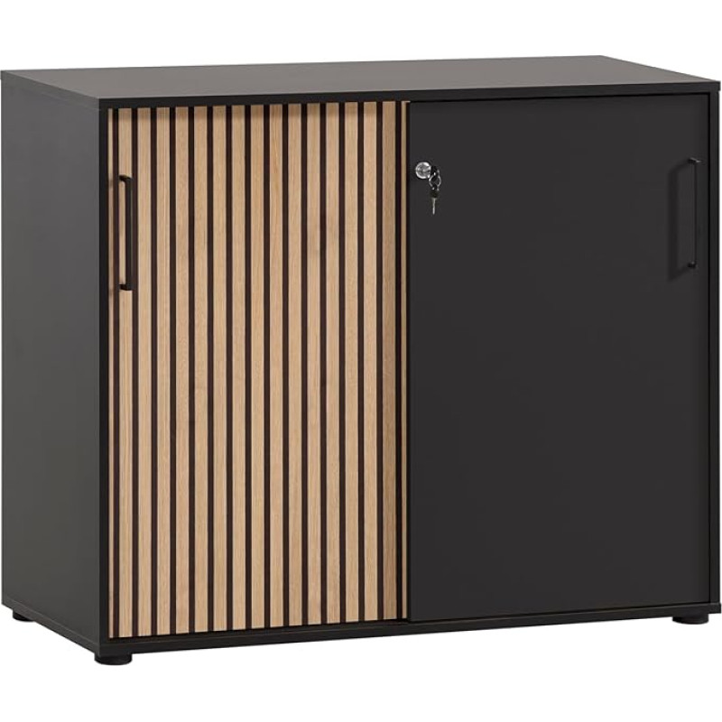 Schildmeyer Hank 701972 Filing Cabinet Matt Black / Acoustic Panel Look 100 x 41 x 83.6 cm