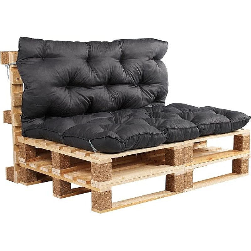 Meerweh Pallet Cushion With Backrest approx. 120 x 140 x 10 cm, Euro Pallet Cushion