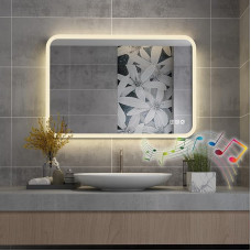 MIQU Vonios veidrodis LED 100 x 60 cm Vonios veidrodis su apšvietimu Didelis veidrodis su šviesa Jutiklinis reguliuojamas stačiakampis sieninis veidrodis su 