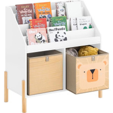SoBuy KMB115-W Children's Shelving Unit with 4 Shelves Bookcase Storage Shelf for Children Standing Shelving Unit Width Approx. 65 x 70 x 30 cm White