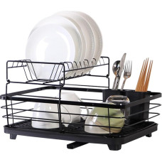 VIDECOR Geschirrtrockner - Geschirrständer für Die Küchentheke mit Besteckhalter, Langlebiger Edelstahl, Geschirrständer für Verschiedenes Geschirr, Einfache Installation, Kompakt,H