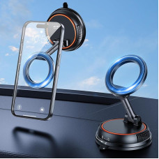 Magnetic Mobile Phone Holder Car for MagSafe Car Mount, Vacuum Suction Cup Rotatable Car Mobile Phone Holder for iPhone 16/15/14/13 Pro Max Plus, with Magnetic Ring for Samsung S25/S24/S23 Ultra