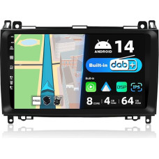 BXLIYER [Built-in DAB] Android 14 Car Radio for Benz W169 W245 B160 B170 B180 B200 W639 Vito Viano W906 Sprinter - Wireless Carplay/Android Car - 4G + 64G - Camera + Mic - SWC 360-CAM IPS 9 Inch 2 DAB