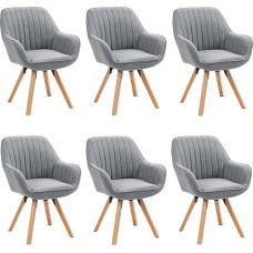 MEUBLE COSY Swivel Dining Room Chairs, Set of 6, Kitchen Chairs, Upholstered Chairs, Swivel Chairs with Armrest, Armchair, Make-Up Chair, Made of Fabric, Solid Wood Legs for Dining Room, Living Room,