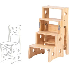 Tragbarer Klappleiterstuhl aus Holz mit großer Platte, 4stufiger Klapptritt, 2-in-1-Leiterstuhl für den Ausstellungsständer im Innen- und Außenbereich (Farbe: C, Größe: