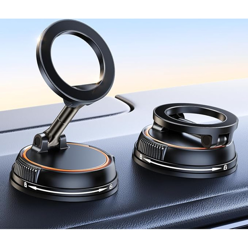 xuenair Vacuum Phone Holder for Car Dashboard Navigation Phone Holder Magnetic 360° Rotatable Hands Free Magsafe for Dash Windscreen iPhone 16 Samsung