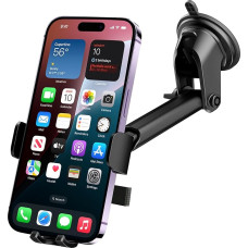 EKAM automobilinis telefono laikiklis, [patobulintas stiprus siurbimo puodelis] Reguliuojamas 360° kampu pasukamas automobilinis telefono laikiklis prietaisų skydeliui / priekiniam stiklui - vienu mygtuku atleidžiamas automobilinis laikiklis visiems 