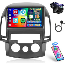 Hikity 2+64G Android 15 Car Radio for Hyundai i30 2006-2011 with Wireless Carplay Android Car, 9 Inch Touchscreen Android Radio with Bluetooth GPS WiFi EQ FM RDS Mirror Link SWC MIC Reversing Camera
