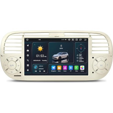 SWTNVIN Android 14 Autoradio für FIAT 500 (2007-2015) Drahtloses Autoradio Carplay/Android Auto,Bluetooth 5.0 Unterstützt GPS Navi DSP/WiFi/ 4G/FM/RDS mit 7-Zoll-Touchscreen (Creme 4+64G)
