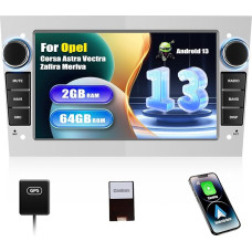 [2+64G] SIXWIN Android 13 Car Radio for Opel Corsa d/Astra h/Zafira b/Meriva with Carplay/Android Car/Mirrorlink, 7 Inch Capacitive Touchscreen Supports WiFi GPS FM Bluetooth EQ Silver