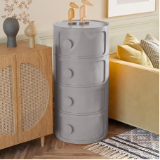 Warmiehomy Round Storage Unit Drawer Container Bedside Cabinet Bedroom Corner Shelf for Office Bathroom Kitchen Living Room Toilet Roll Storage (Grey, 4 Tiers)