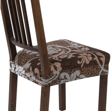 SearchI Stretch Esszimmerstuhlhussen Set von 8, Weiche Abnehmbare Waschbare Stuhlbezüge Schonbezug Esszimmer (Rückenbezogen, Braun)
