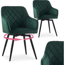 CLIPOP Valgomojo kėdės su porankiais, aksomo minkštasuoliai, minkšta sėdynė, virtuvės kėdė, sukamoji kėdė, kėdė su porankiais valgomajam, svetainei, biurui (aksominė žalia, 2 vnt.)