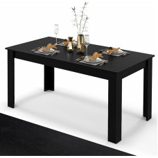 HOMASIS medinis valgomojo stalas, stačiakampio formos valgomojo stalas, didelis virtuvės stalas 6-8 žmonėms, elegantiškas kavos staliukas, 150 kg keliamoji galia, medinis valgomojo ir virtuvės stalas, 160 x 80 x 76