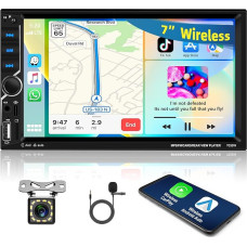 Motorsi 2 DIN A-pple Carplay/Android Car Stereo, 7 Inch HD Touchscreen Car Radio, Support Bluetooth 5.1/MirrorLink/FM/USB/AUX/Charging/Remote Control + Reversing Camera