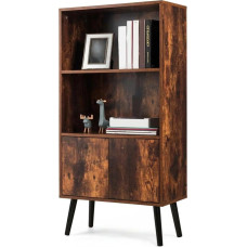 BAKAJI knygų spinta su 2 lentynomis + spinta su durimis ir lentyna, MDF konstrukcija, antikvarinė apdaila, modernus dizainas, pramoninis, dydis 120 x 60 x 30 cm, namų apdaila