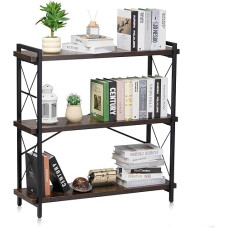 VEVOR metalinė knygų spinta, 3 pakopų stačiakampė pramoninė knygų spinta, maža kaimiška lentyna su atviromis lentynomis, laisvai pastatoma lentyna, sandėliavimo lentyna, miegamasis