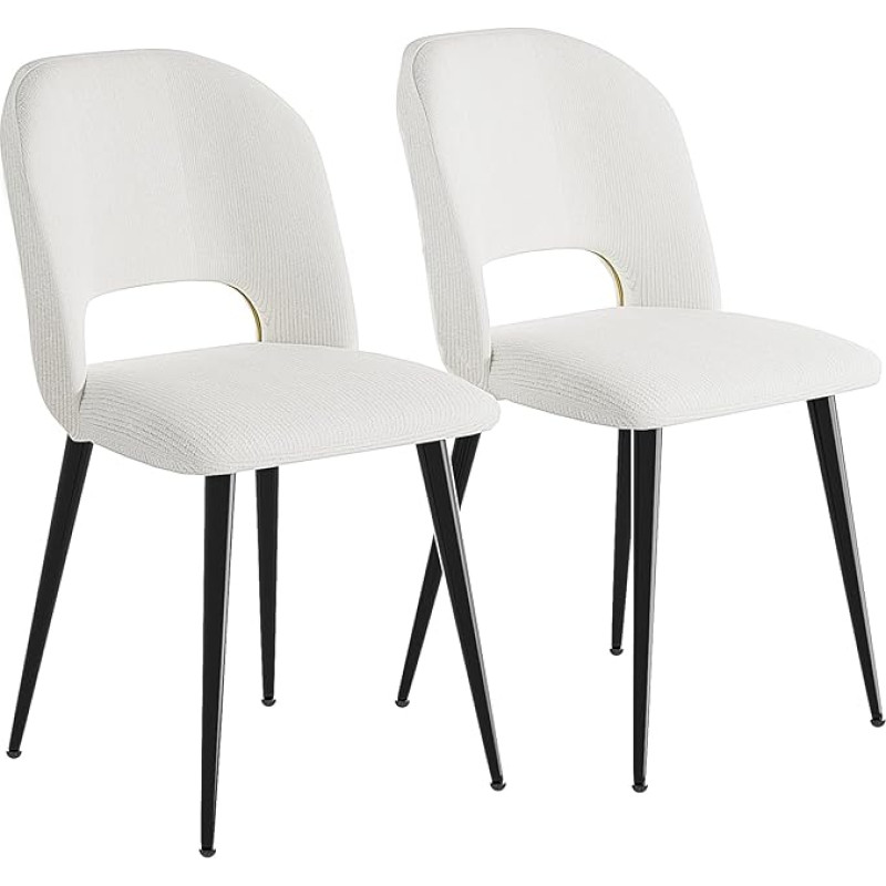 Valgomojo kėdžių komplektas, virtuvės kėdė, minkšta kėdė, svetainės kėdė, modernios virtuvės kėdės su ažūriniu atlošu, dryžuoto audinio sėdynė, minkšta kėdė su metalinėmis kojomis, 48 x 45 x 85 cm,